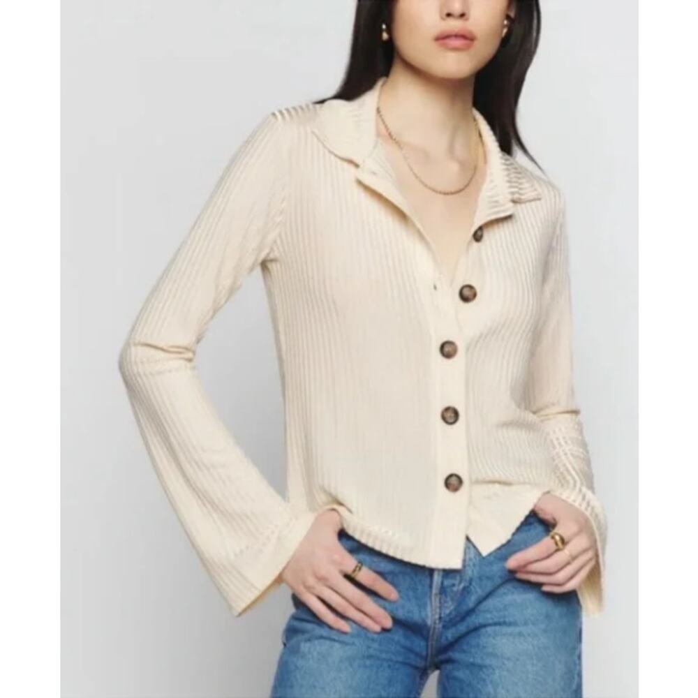 Reformation Esmeray Knit Top Cream Small Ivory
